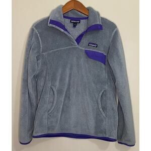 Womens Patagonia Gray Polartec Fleece Medium Snap Pullover Medium ReTool